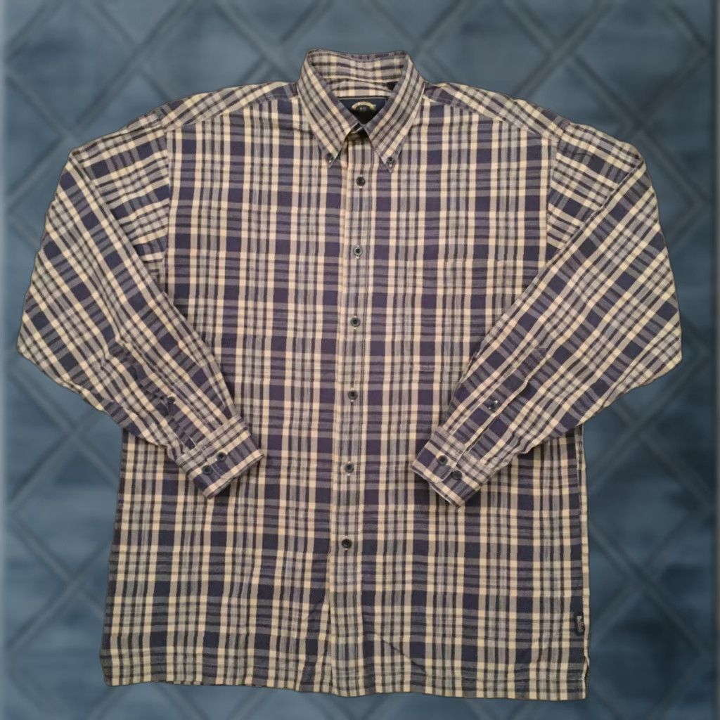 Vintage BD Baggies Shirt Mens Medium Blue Beige Plaid Long Sleeve Button Up Shirt Size US M / EU 48-50 / 2 - 1 Thumbnail