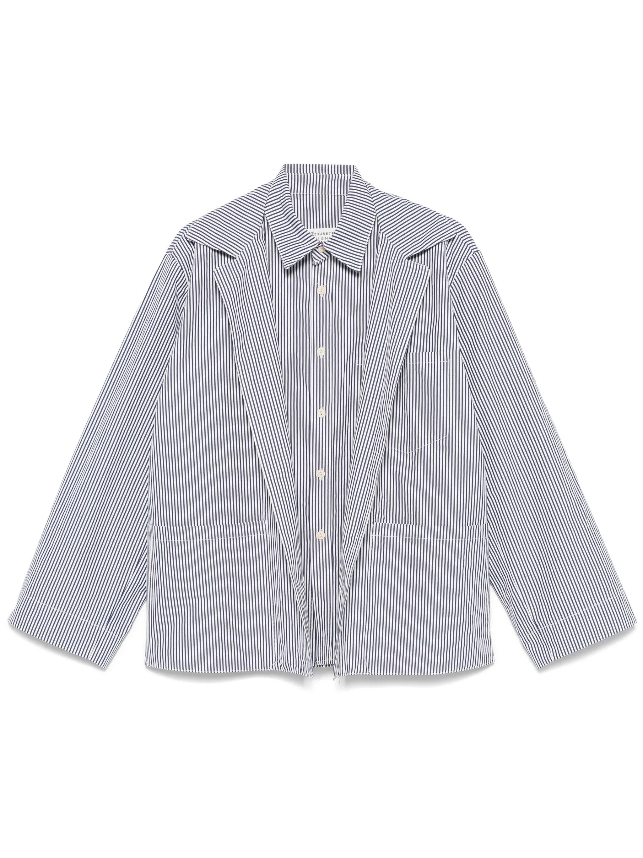 Maison Margiela o1w1db10126 Striped Jacket in White/Blue Size US L / EU 52-54 / 3 - 1 Thumbnail