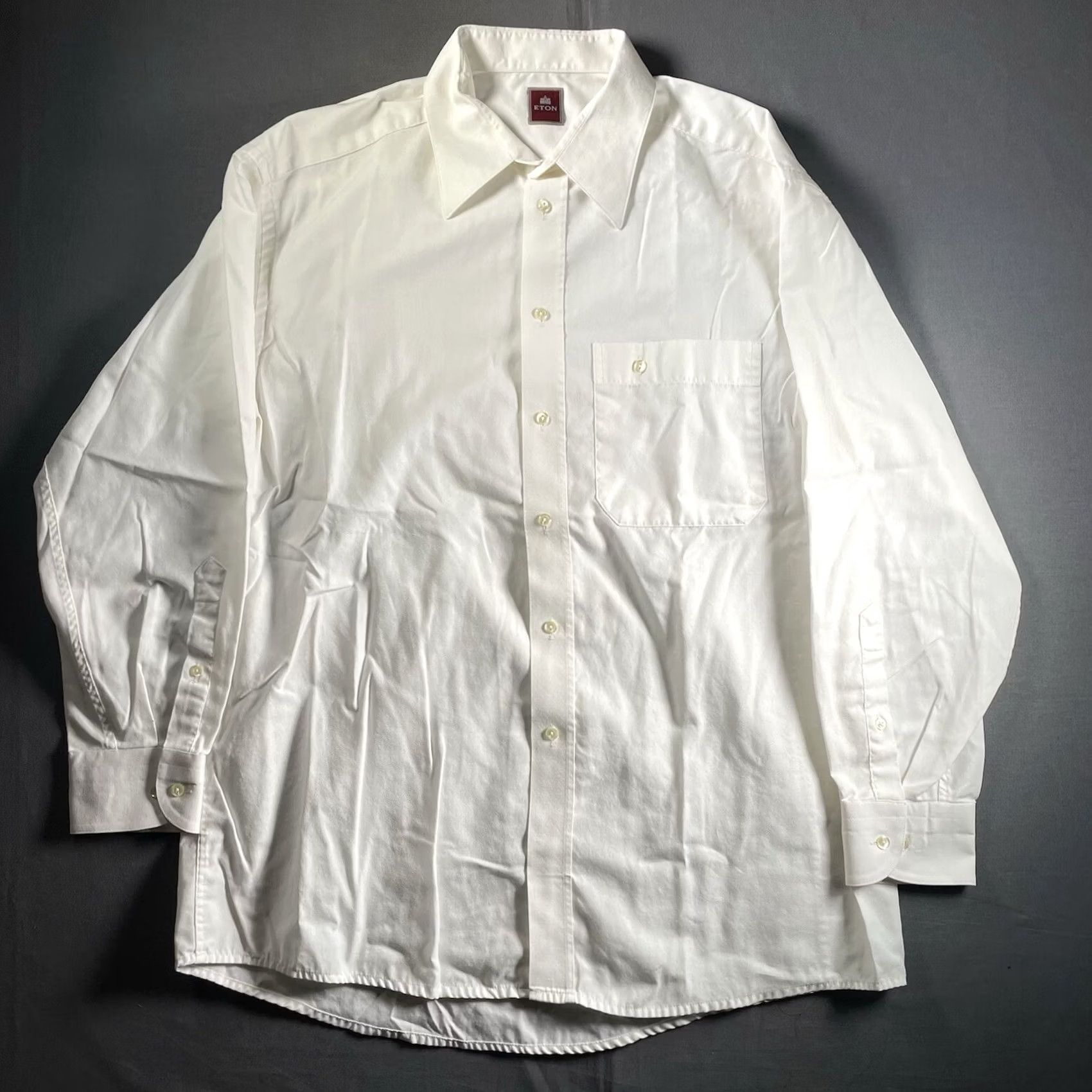 Eton Etón Shirt Dress Shirt Mens Large White Cotton Button Collared Long Sleeve Size 42R - 2 Thumbnail