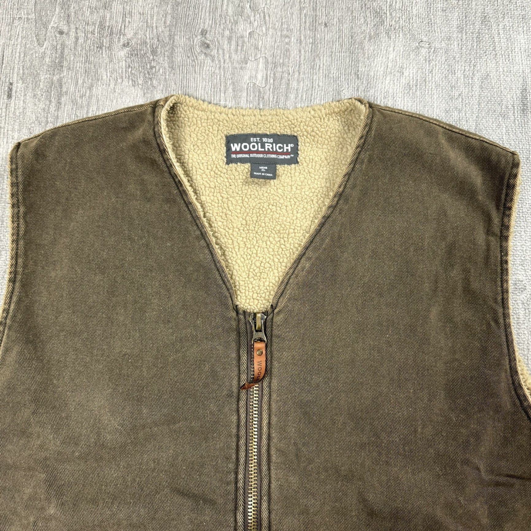 Vintage WOOLRICH Vest Mens SADDLE BROWN Cotton Insulated Sherpa Lined Full Zip XL Woolrich 16016 Woolrich Size US XL / EU 56 / 4 - 2 Thumbnail
