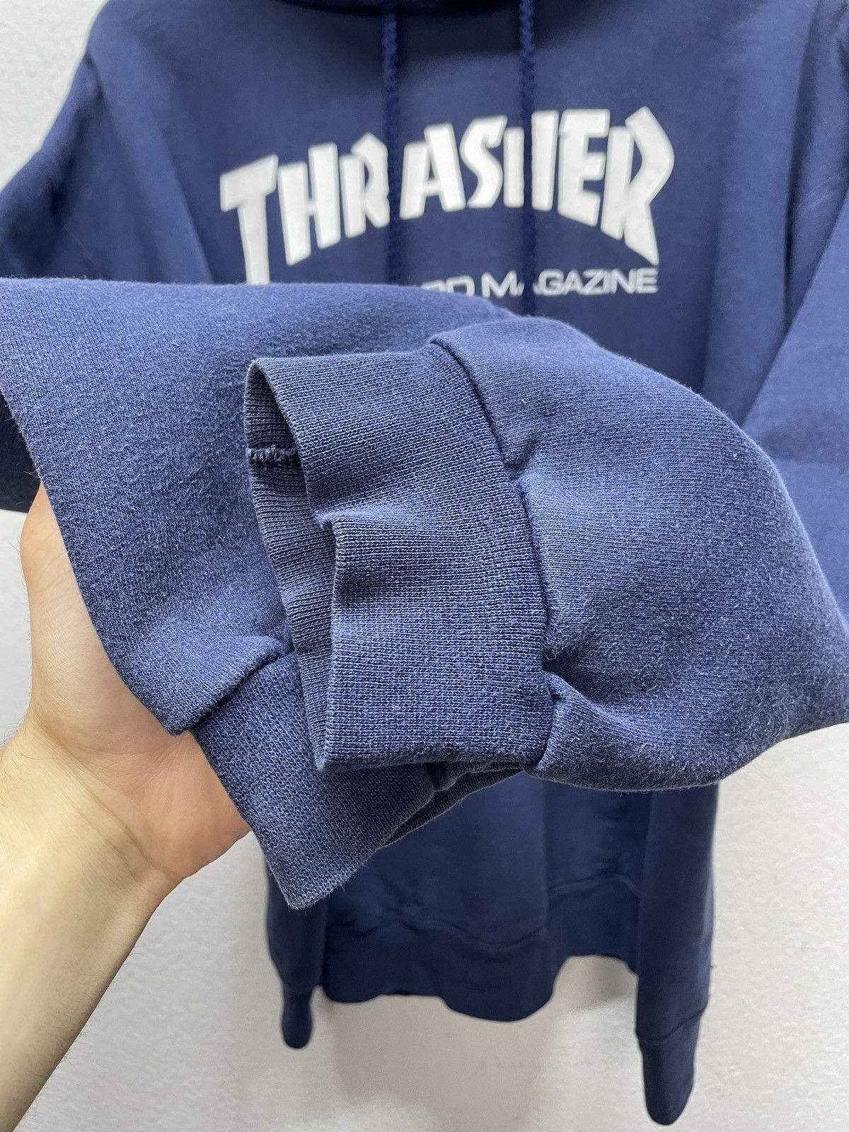 Thrasher Vintage Thrasher Navy Boxy Hoodie Skateboard Magazine Logo Size US M / EU 48-50 / 2 - 8 Thumbnail