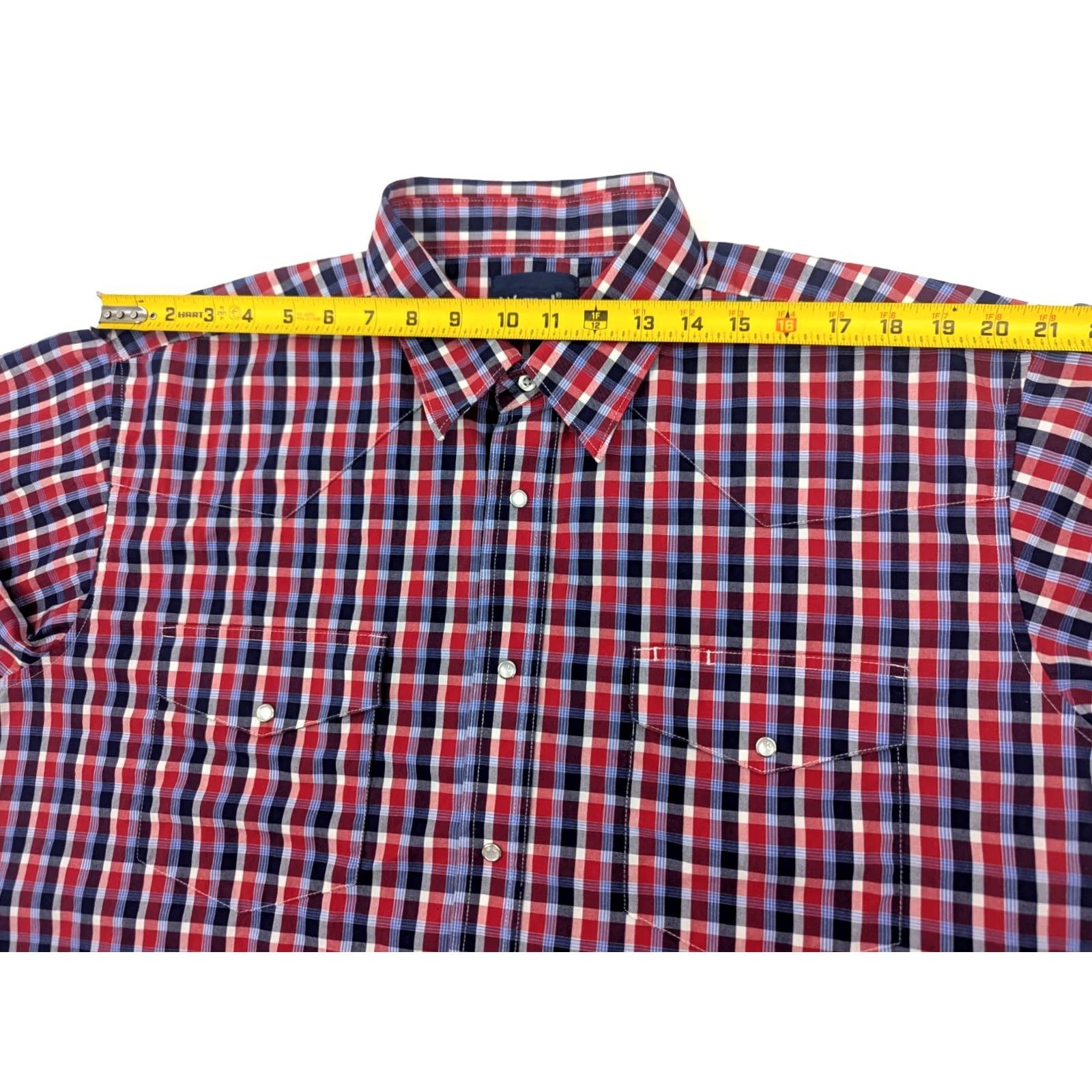 Wrangler VINTAGE Wrangler Western Pearl Snap Button Shirt Men 2XL Red Plaid Short Sleeve Cowboy Western Size US XXL / EU 58 / 5 - 6 Thumbnail