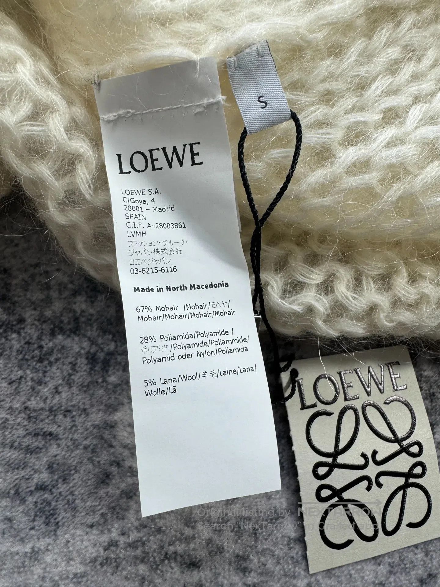 Loewe Loewe Cream Mohair 3D Logo Cut-Out Cardigan| Size S / US 4 / IT 40 - 4 Thumbnail