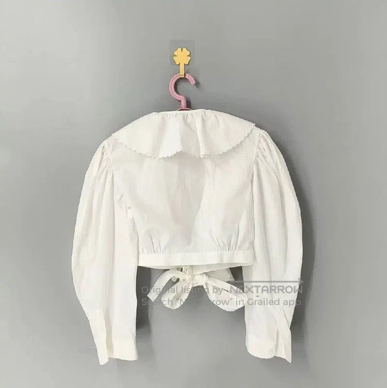 Miu Miu Miu Miu White Cropped Shirt with Ruffles . Size L / US 10 / IT 46 - 2 Thumbnail