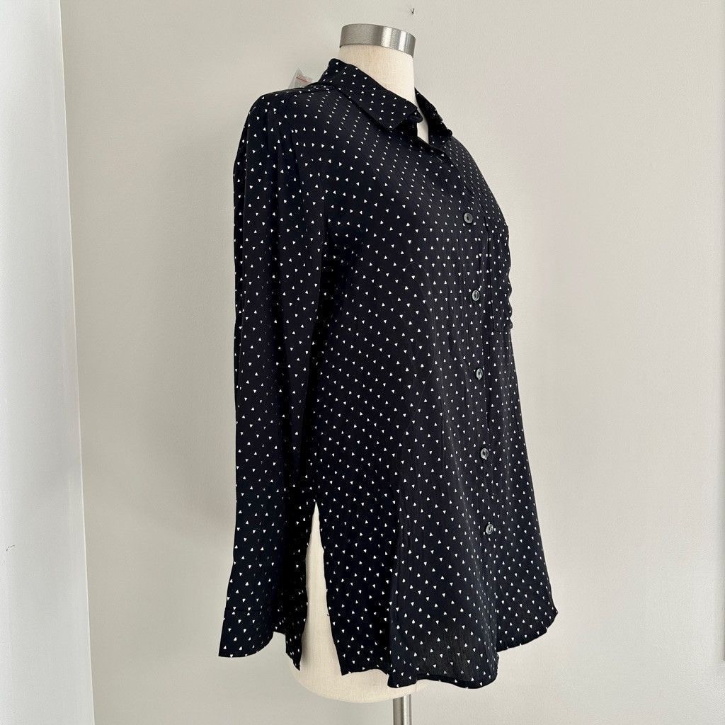 Other Womens Black & White Patterned Collared Button-up Blouse New Size XS / US 0-2 / IT 36-38 - 4 Thumbnail