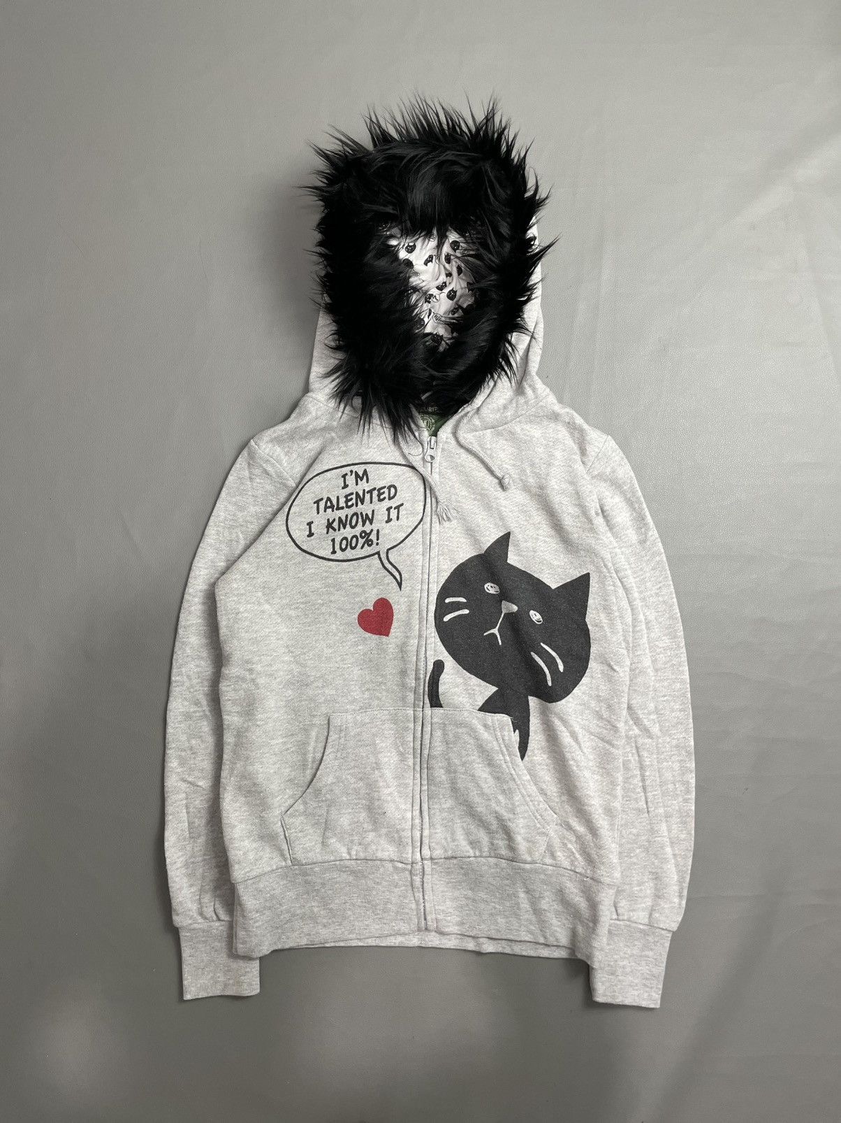 Japanese Brand Listen Heartbeat Zip Fur Hoodie poem cat Size M / US 6-8 / IT 42-44 - 1 Thumbnail