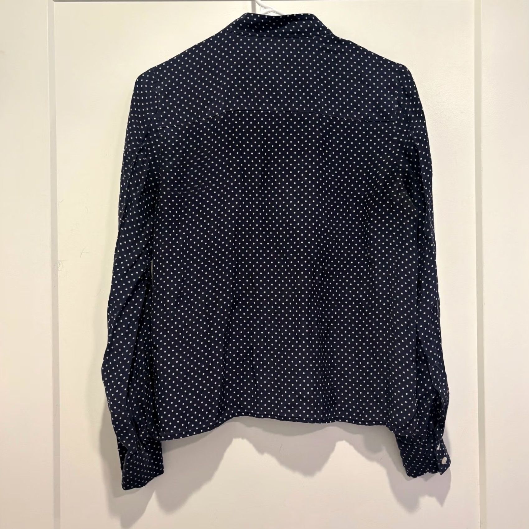 Frame FRAME Navy Blue Polka Dot Mock Neck Button Down Shirt Women Small Long Sleeve Size S / US 4 / IT 40 - 3 Thumbnail