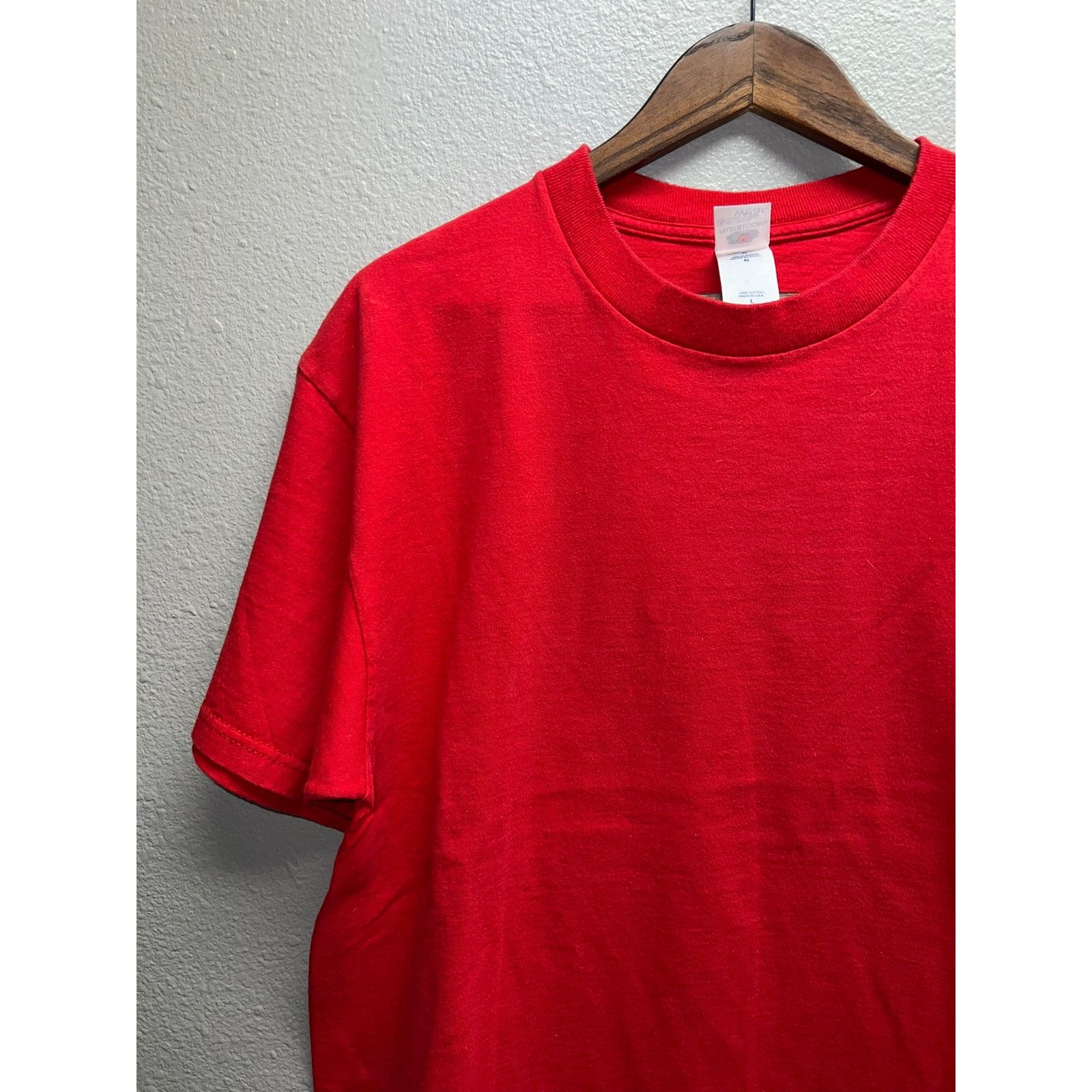 Fruit Of The Loom Y2K Fruit Of The Loom USA Made Red Blank Shirt Tee 2000s L Size US L / EU 52-54 / 3 - 3 Thumbnail