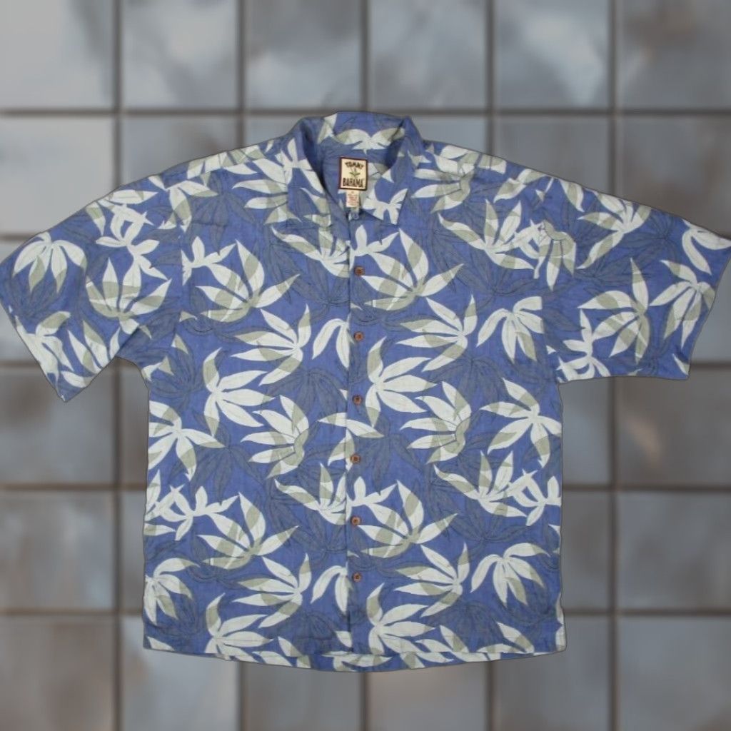 Tommy Bahama VINTAGE Tommy Bahama Shirt Mens XL Blue Silk Short Sleeve Hawaiian Floral Casual Packing Cold Weather Size US XL / EU 56 / 4 - 1 Thumbnail