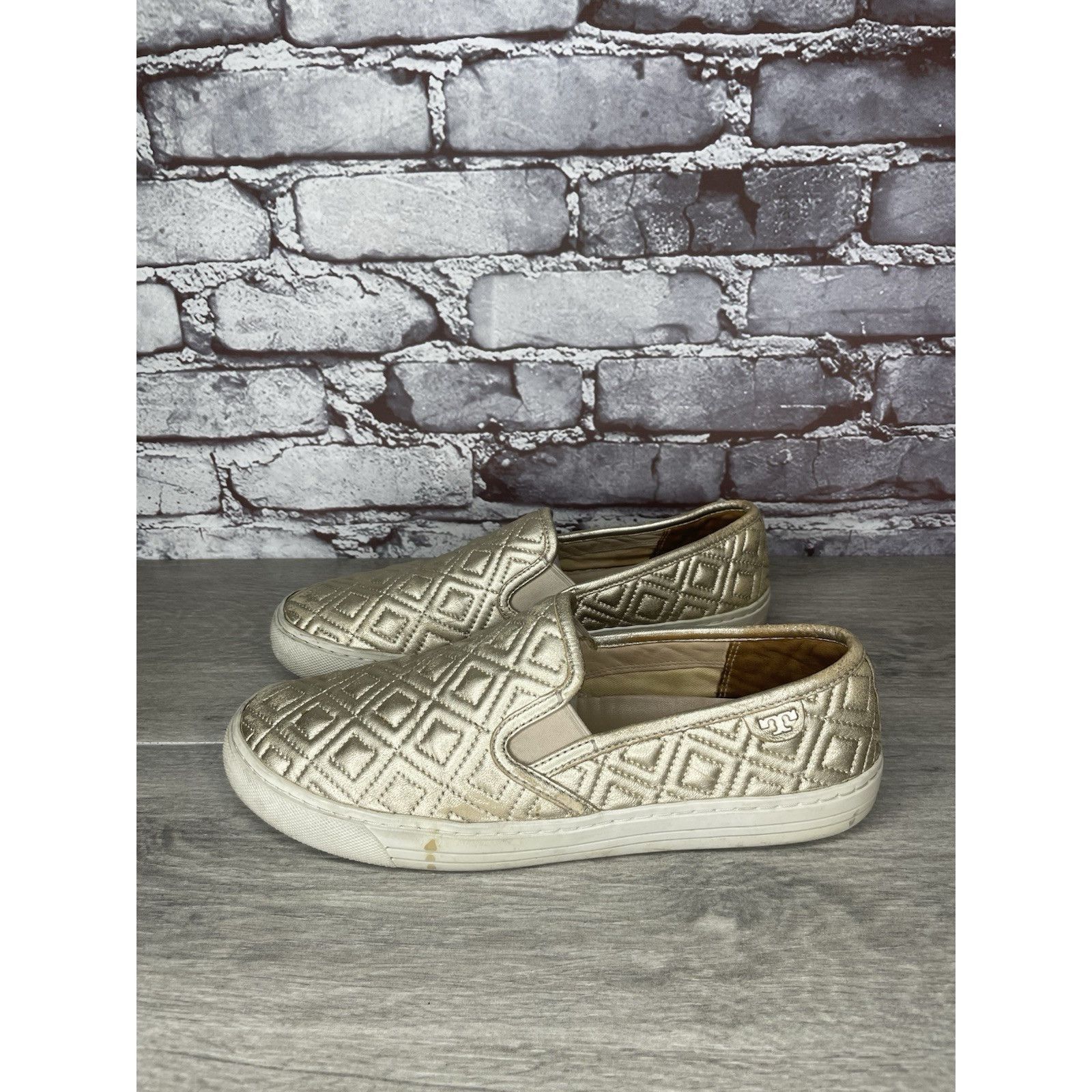 Tory Burch Tory Burch Jesse Quilted Tennis French Gold Leather Shoes Wo Size US 8.5 / IT 38.5 - 17 Thumbnail