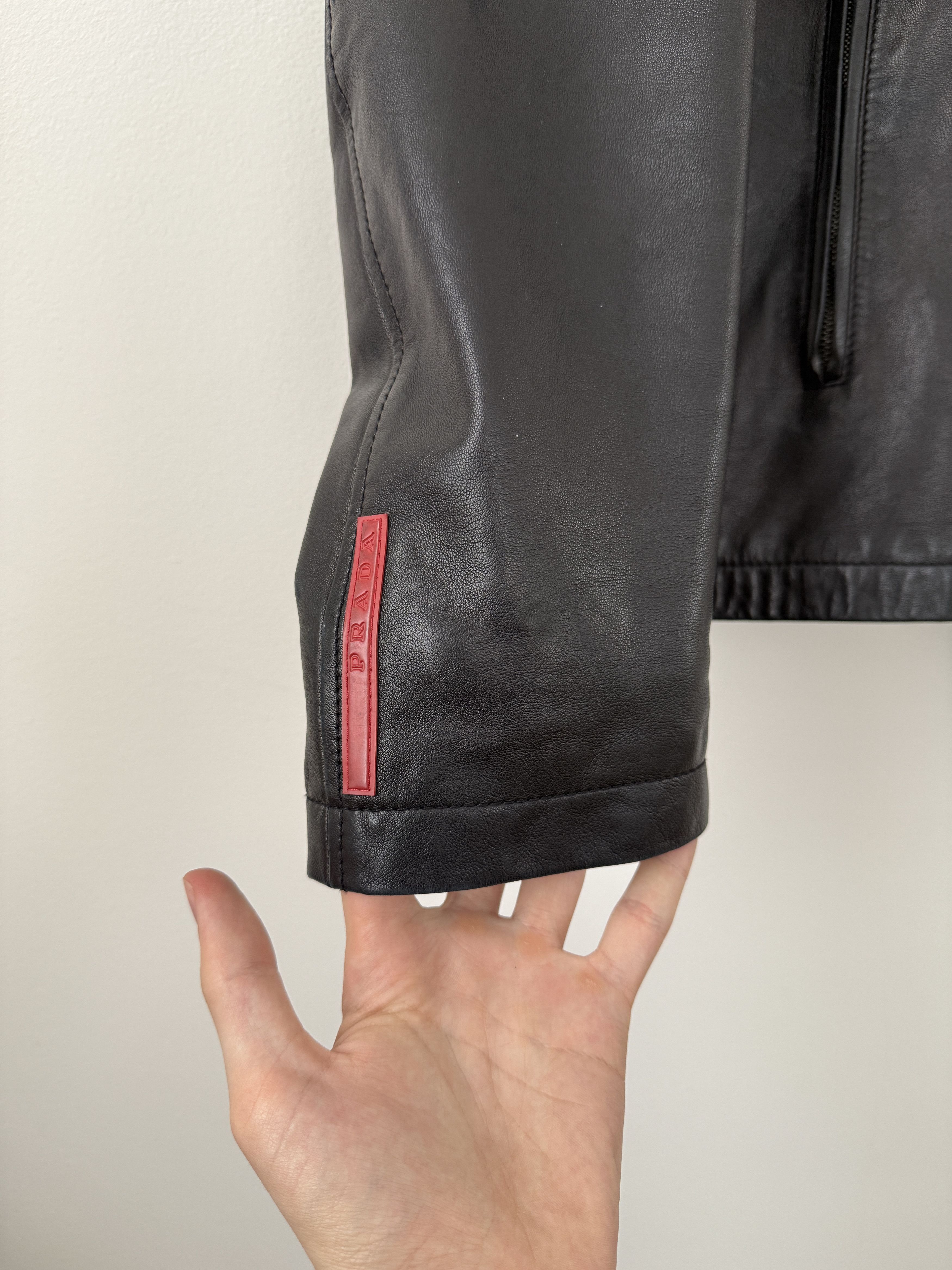 Prada 2000s Leather Moto Jacket Size US L / EU 52-54 / 3 - 14 Thumbnail