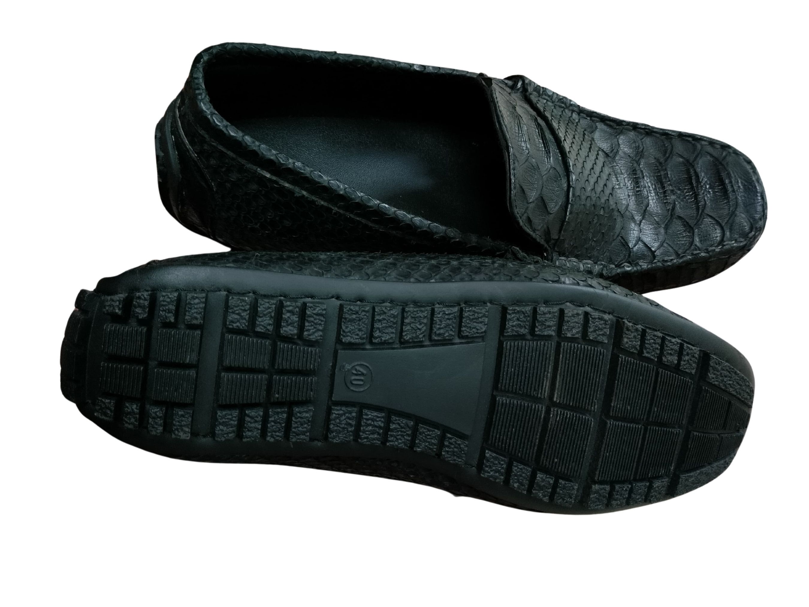 Handmade Black Snakeskin Casual Loafers For Men Size US 7 / EU 40 - 5 Thumbnail