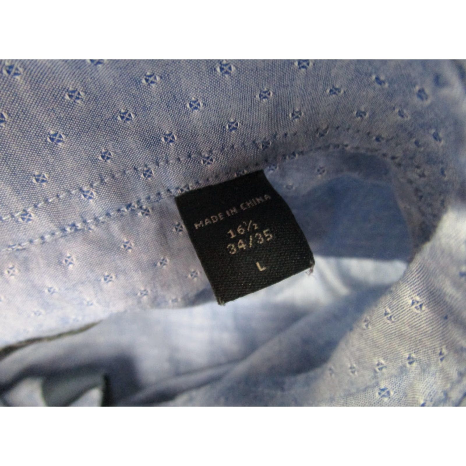 John Varvatos John Varvatos Dress Shirt Mens Large Blue Regular Fit Geometric Patterned Cotton Spandex Size US L / EU 52-54 / 3 - 5 Thumbnail