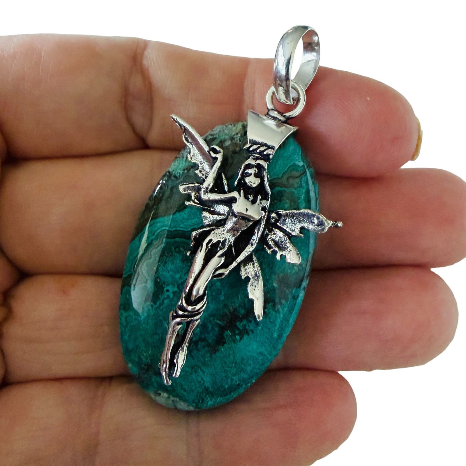The Unbranded Brand Fairy Laguna Lace Agate Sterling Silver Overlay Pendant Size ONE SIZE - 3 Thumbnail