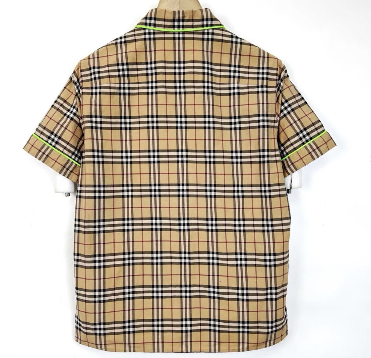 Burberry Burberry Check Fluorescent Green Trim Short Sleeve Shirt K12 Size US S / EU 44-46 / 1 - 2 Thumbnail