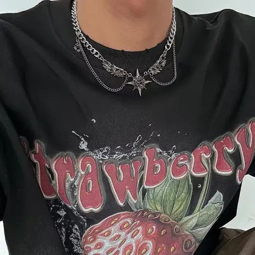 Jewelry Hip Hop Geometric Octagonal Star Wing Pendant Choker Size ONE SIZE - 2 Thumbnail