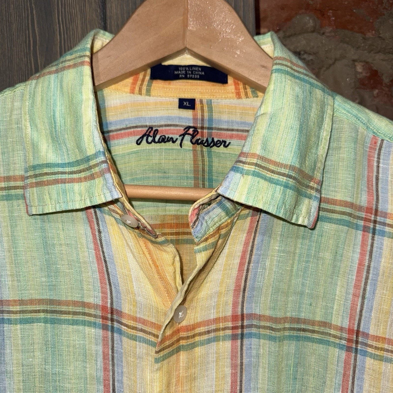 Alan Flusser Linen Pastel Plaid Shirt Men’s XL Lightweight Resort Wear Size US XL / EU 56 / 4 - 2 Thumbnail