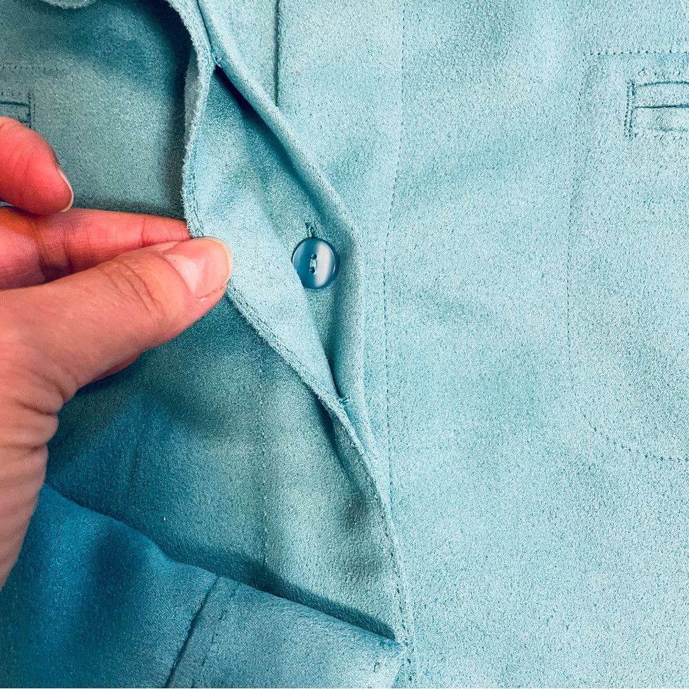 Chicos Chico's Blue Faux Suede Shirt Jacket Size 2 US L Size L / US 10 / IT 46 - 8 Thumbnail