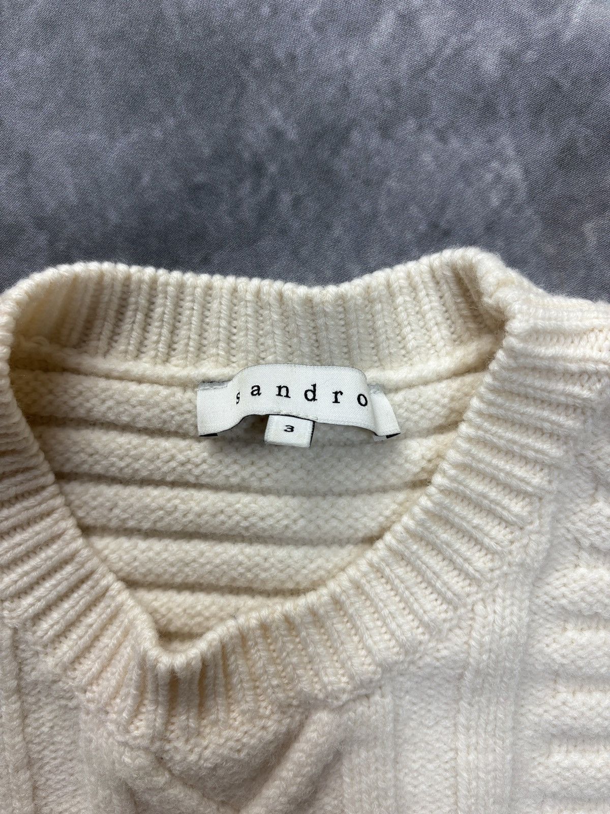 Sandro Sandro Paris Sweater Merino Wool Fisherman Pullover S8227H Size S / US 4 / IT 40 - 3 Thumbnail