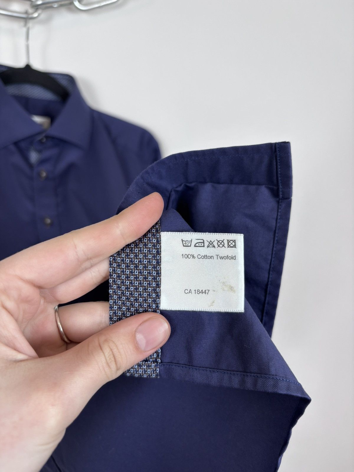 Strenstroms Stenstroms Men’s Slimline Navy Blue Dress Button Up Shirt Size US M / EU 48-50 / 2 - 9 Thumbnail