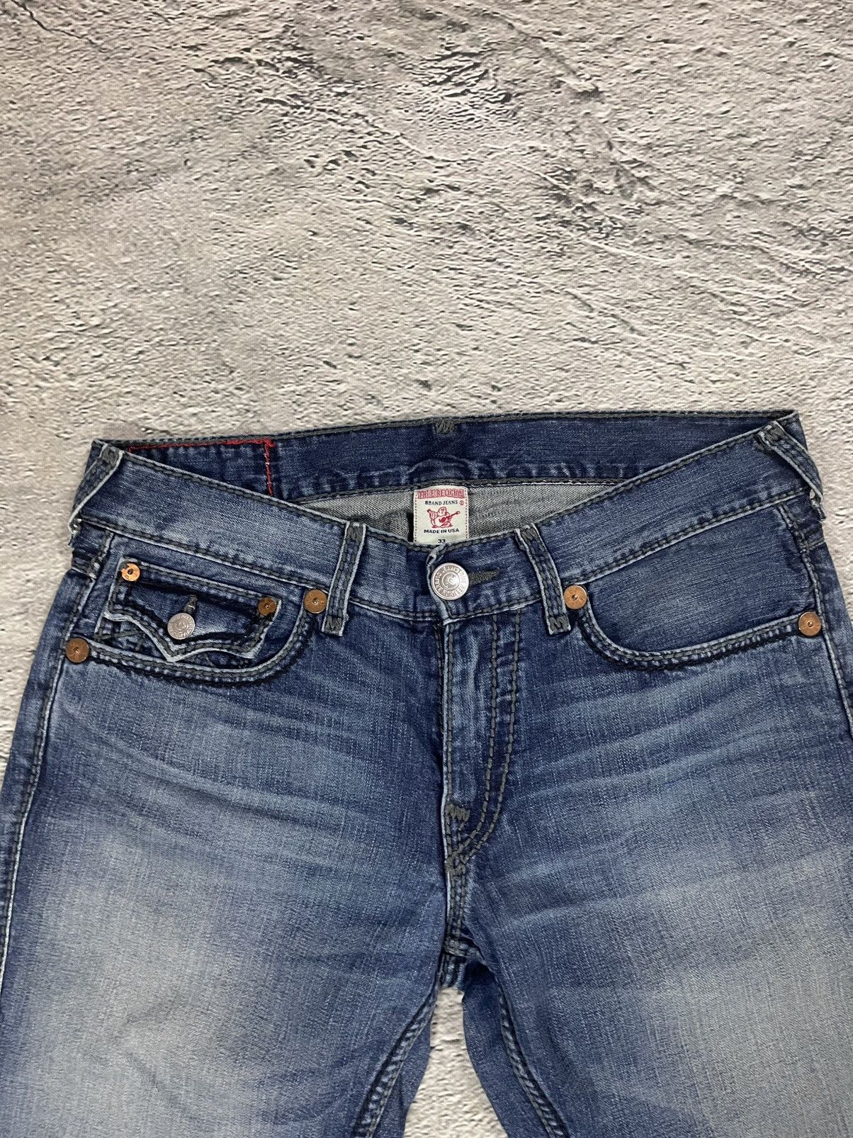 True Religion vintage blue jeans Ricky thick stitching Y2K