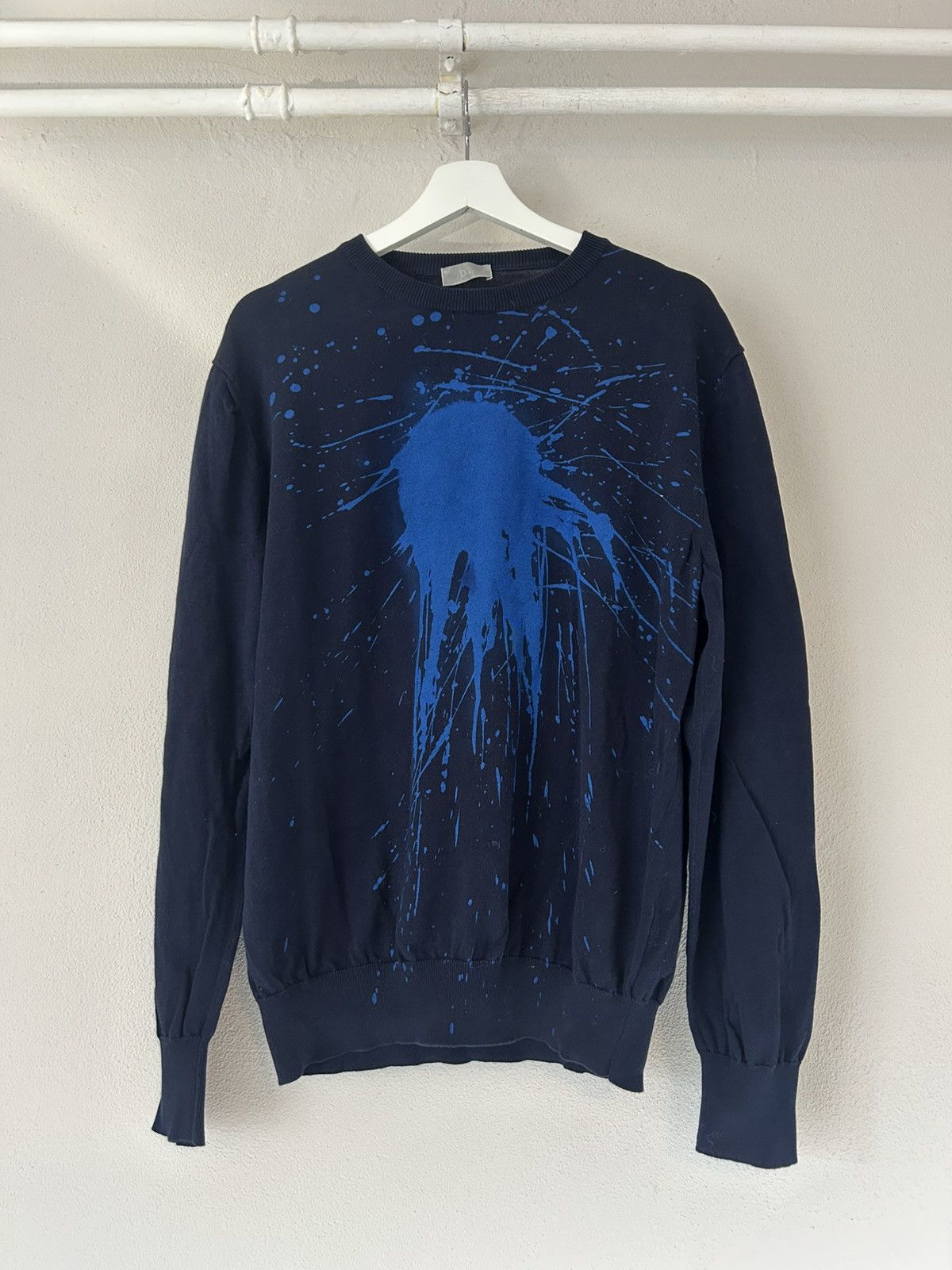 Dior Dior Homme Navy Blue Paint Splatter Sweatshirt Size US L / EU 52-54 / 3 - 1 Thumbnail