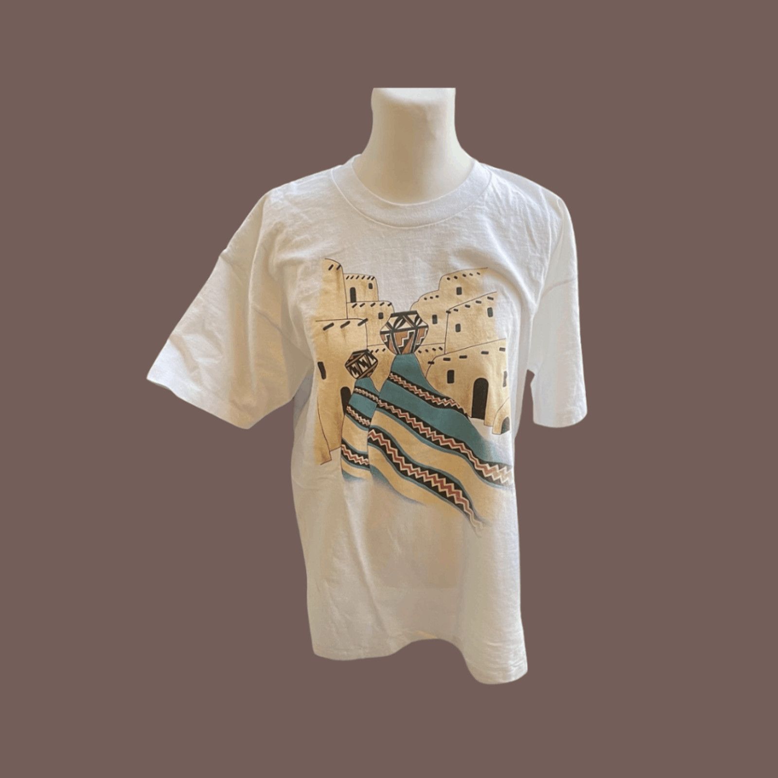 Habitat × Vintage VTG Graphic Tee | Habitat White Pueblo Desert Print Size US L / EU 52-54 / 3 - 1 Thumbnail
