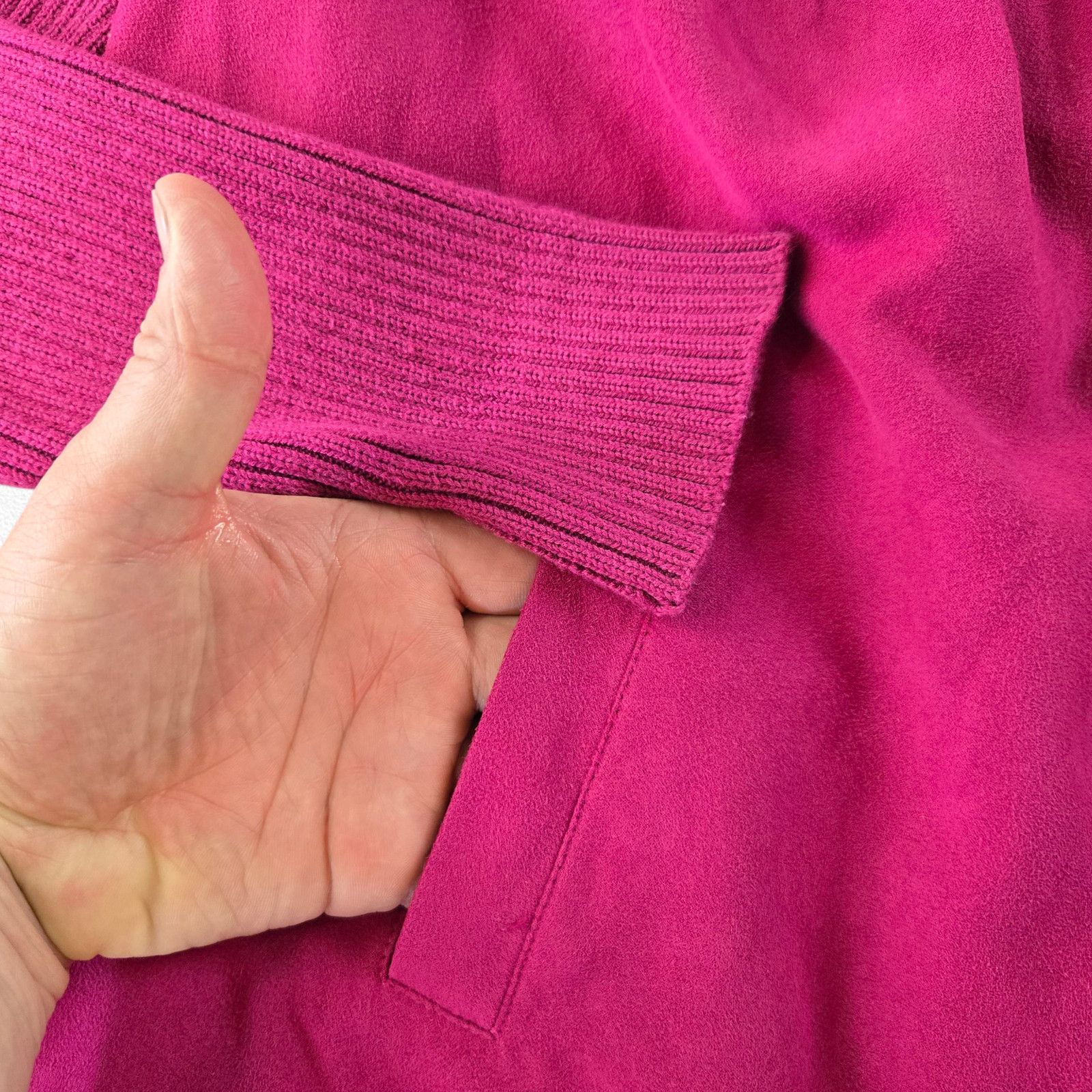 Vintage Y2K Magenta Pink Suede Knit Sleeve Jacket Size 16W Size XXL / US 16-18 / IT 52-54 - 6 Thumbnail