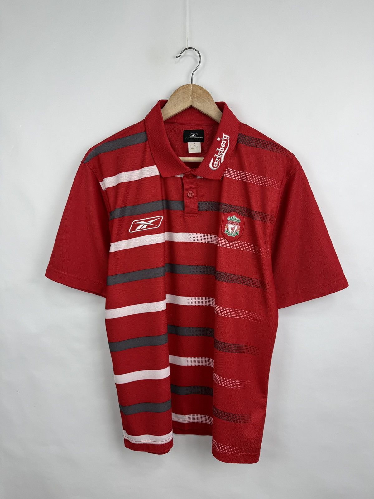 Reebok 🏴󠁧󠁢󠁥󠁮󠁧󠁿 2003 Liverpool Reebok Carlsberg Polo T-Shirt Soccer Jersey Size US M / EU 48-50 / 2 - 3 Thumbnail