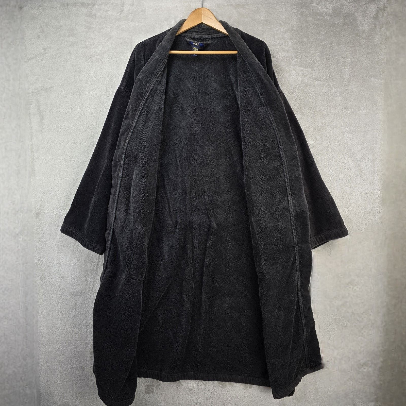 Polo Ralph Lauren Polo Ralph Lauren Bath Robe Mens L/XL Black Terry Pockets Size ONE SIZE - 7 Thumbnail