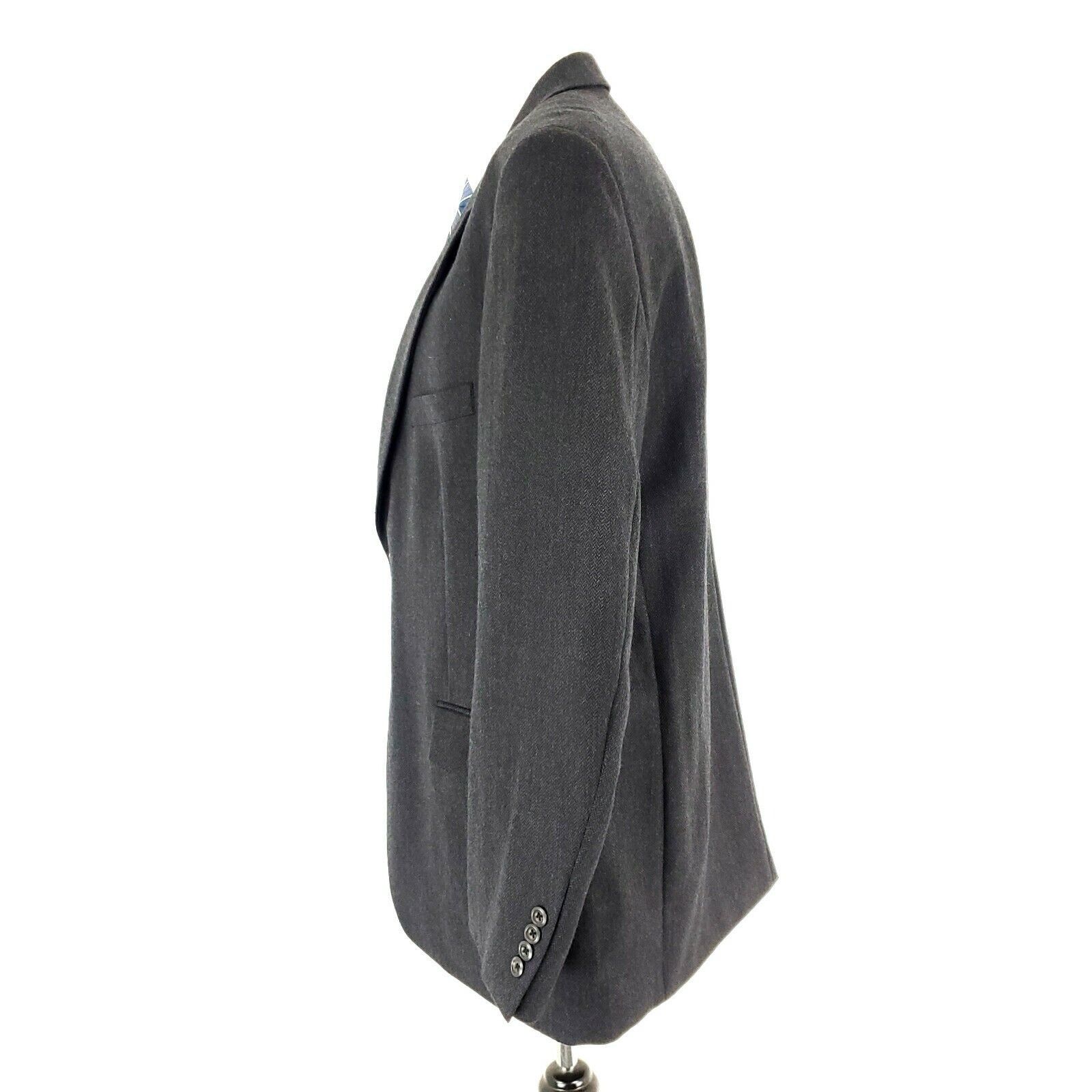 Pronto Uomo Pronto Uomo Lambswool 2 Button Blazer 44R Gray Herringbone S Size 44R - 5 Thumbnail