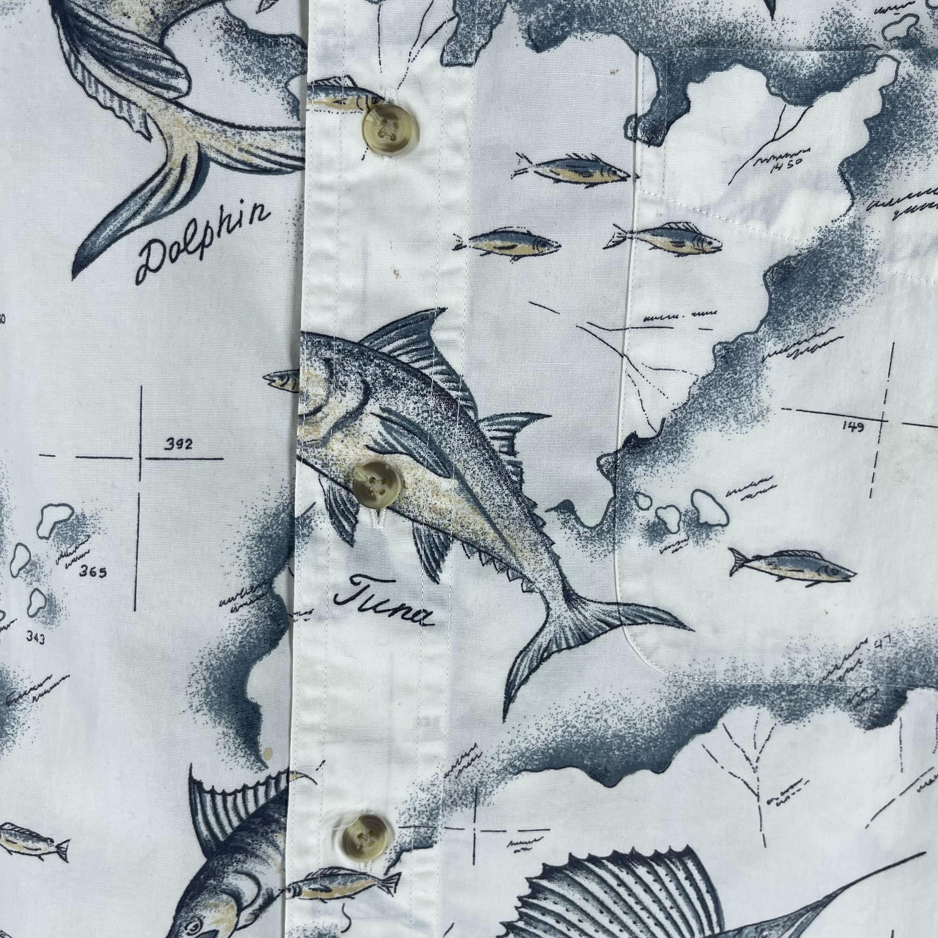 Other Vintage Y2K Hawaiian Deep Ocean Fish Printed Shirt Button Up Size US XL / EU 56 / 4 - 7 Thumbnail
