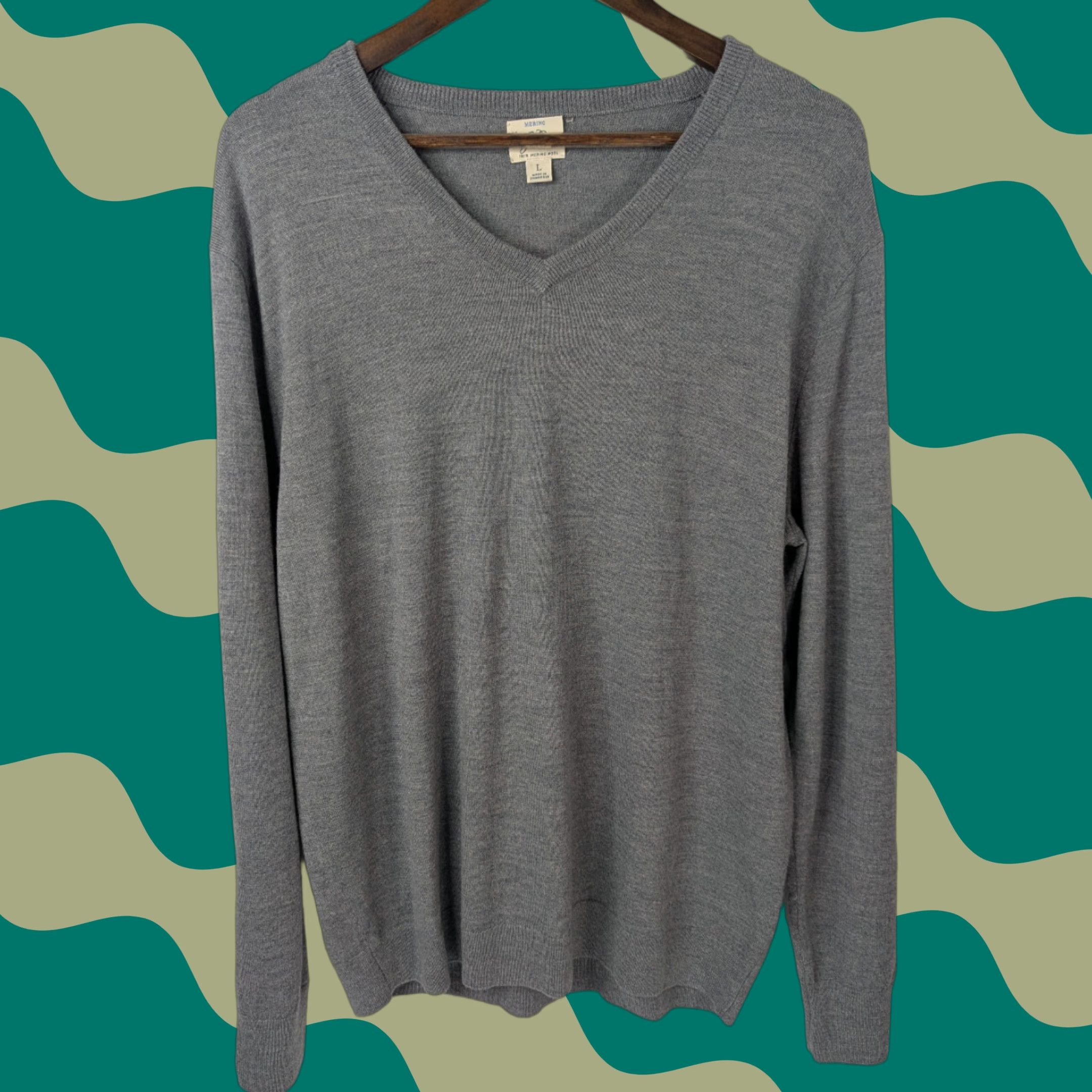 J.Crew J. Crew Merino Wool V-Neck Sweater Gray Men's Large Lightweight Preppy Size US L / EU 52-54 / 3 - 1 Thumbnail