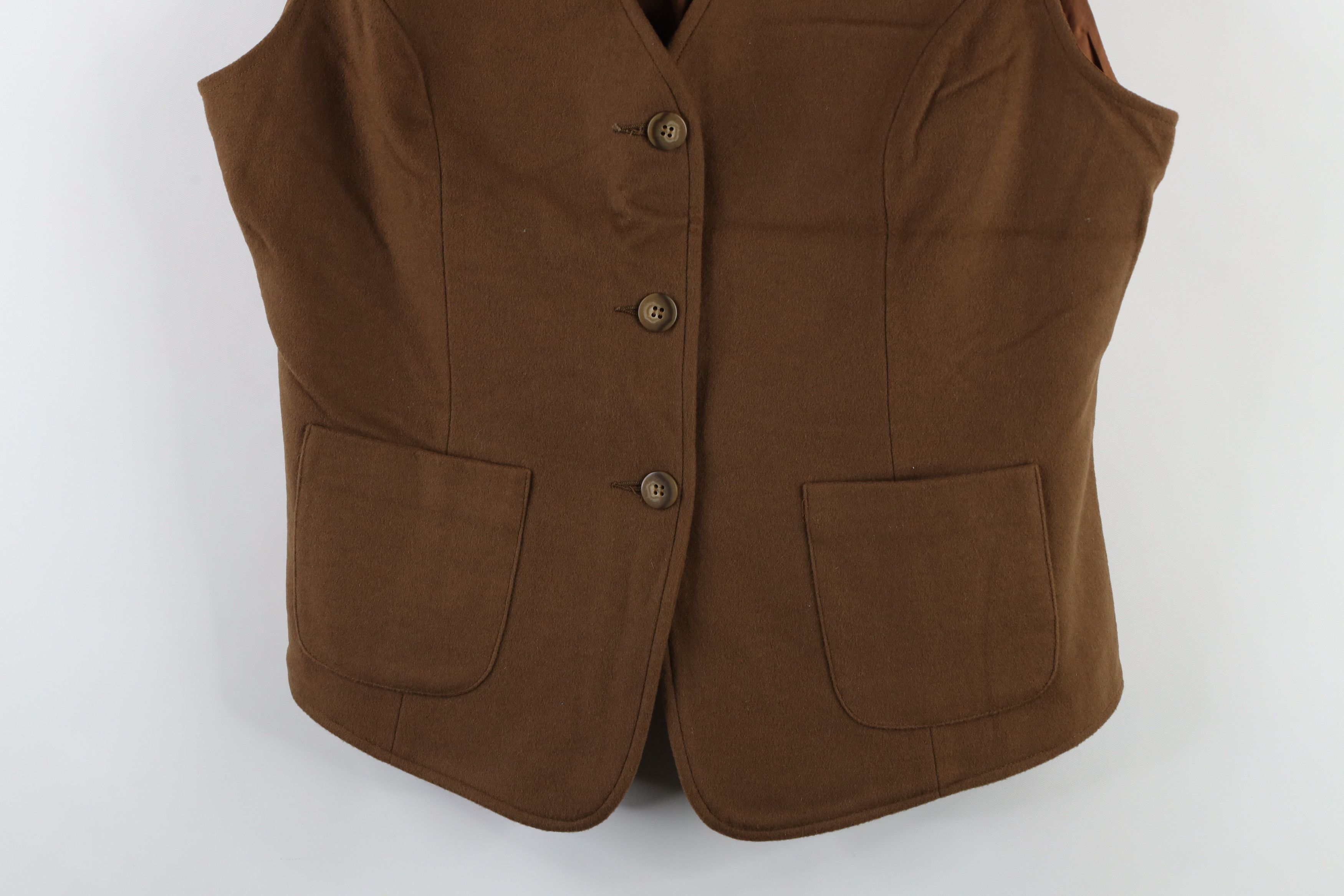 Vintage Vintage 90s Streetwear Cashmere Blend Buckle Back Vest Brown Size L / US 10 / IT 46 - 3 Thumbnail