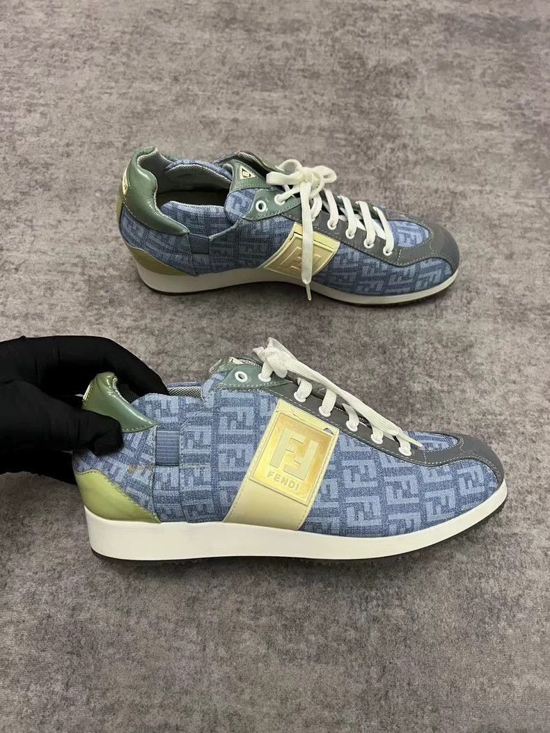 Fendi Fendi Denim and Leather Sport Sneakers Size 37 Size US 6.5 / EU 39-40 - 2 Thumbnail