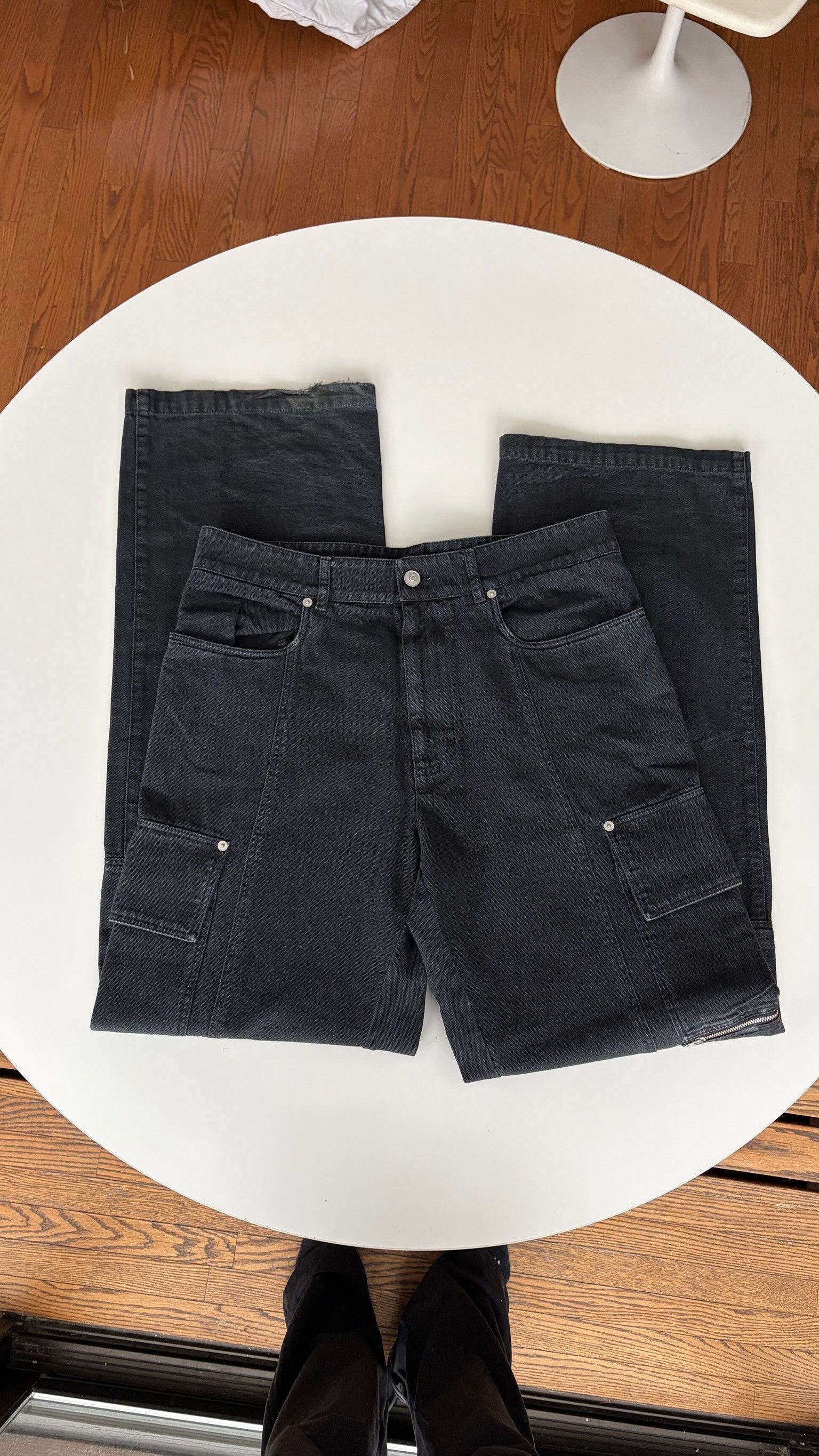 1017 ALYX 9SM ALYX Skater Cargo Canvas Wide-Leg Pants in Washed Black Size US 32 / EU 48 - 5 Thumbnail