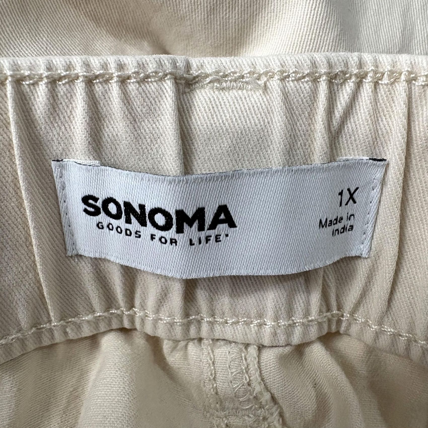 Vintage Sonoma Khaki Pants Womens 1X Beige Stretch Twill Elastic Waist Pockets NWT Casual Size 40" / US 18 - 3 Thumbnail