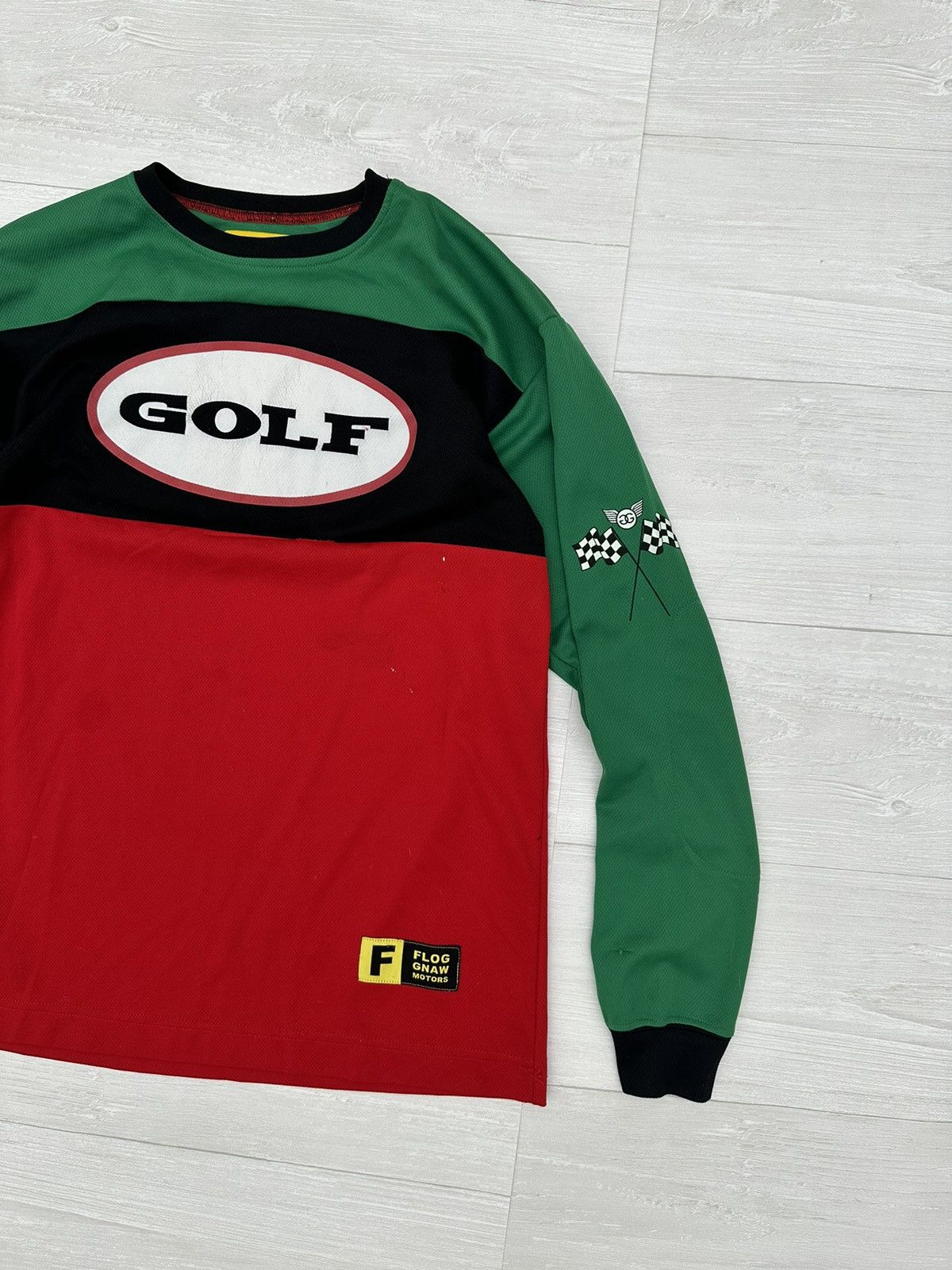 Golf Wang × Tyler The Creator RARE Golf Wang Camp Flag Gnaw Green Red Oval Long Sleeve Size US L / EU 52-54 / 3 - 2 Thumbnail