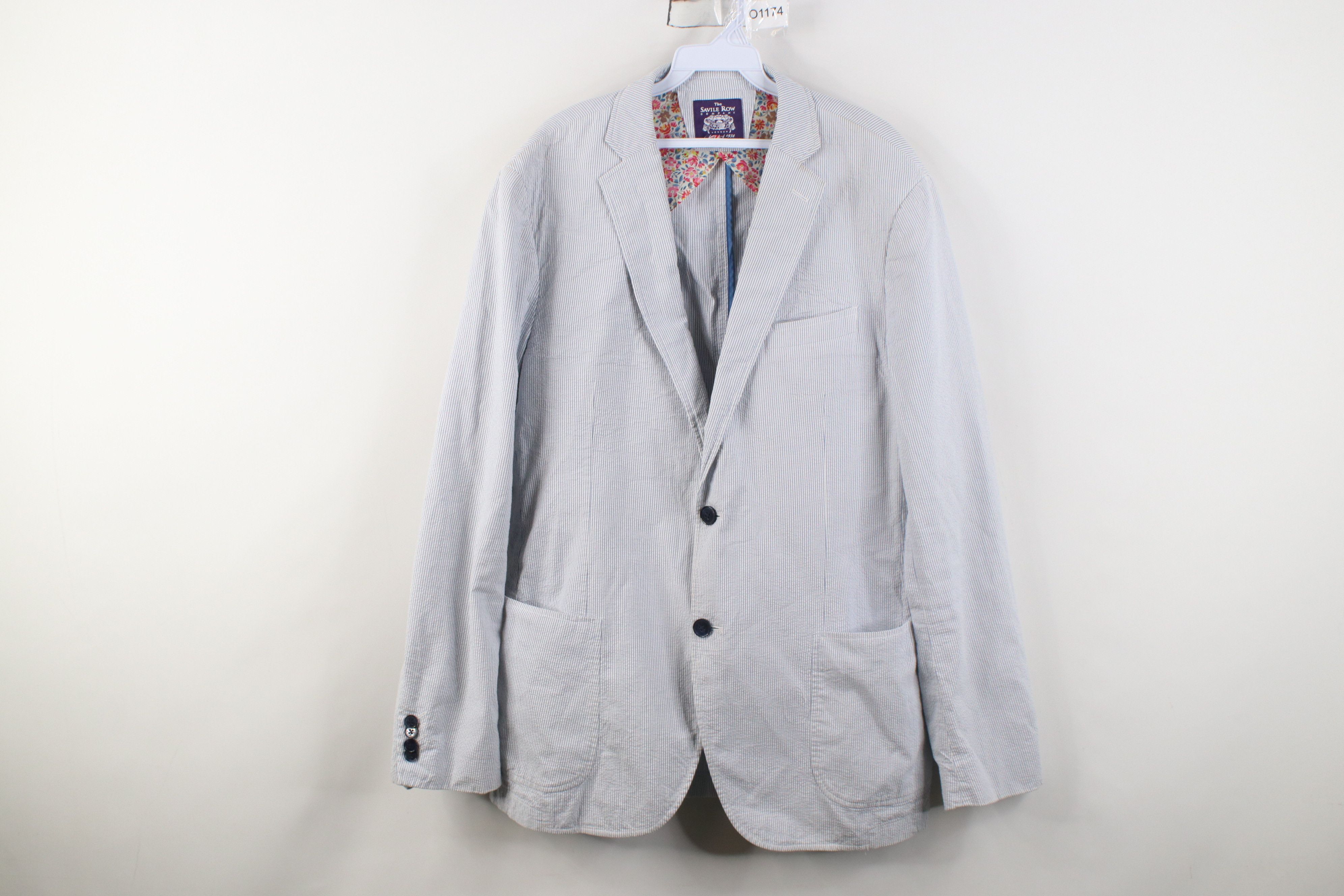 Vintage The Savile Row Seersucker 2 Button Suit Coat Blazer Jacket Size US XXL / EU 58 / 5 - 1 Thumbnail