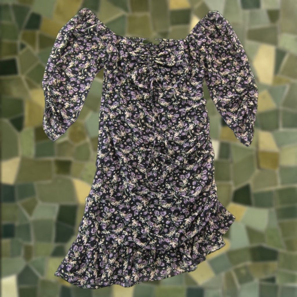 ASTR The Label ASTR The Label Dress Off Shoulder Floral Stretch Ruched Purple Black Green M Size M / US 6-8 / IT 42-44 - 1 Thumbnail