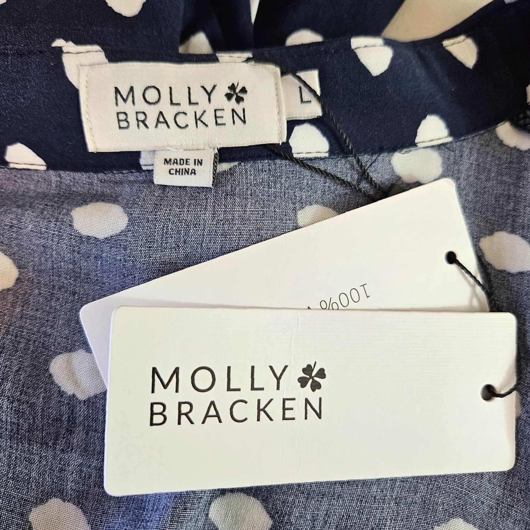Vintage Molly Bracken Romper Womens L Blue White Polka Dot Viscose Short Sleeveless Collared Casual Summer Spring One-Piece Size 36" / US 14 / IT 50 - 5 Thumbnail