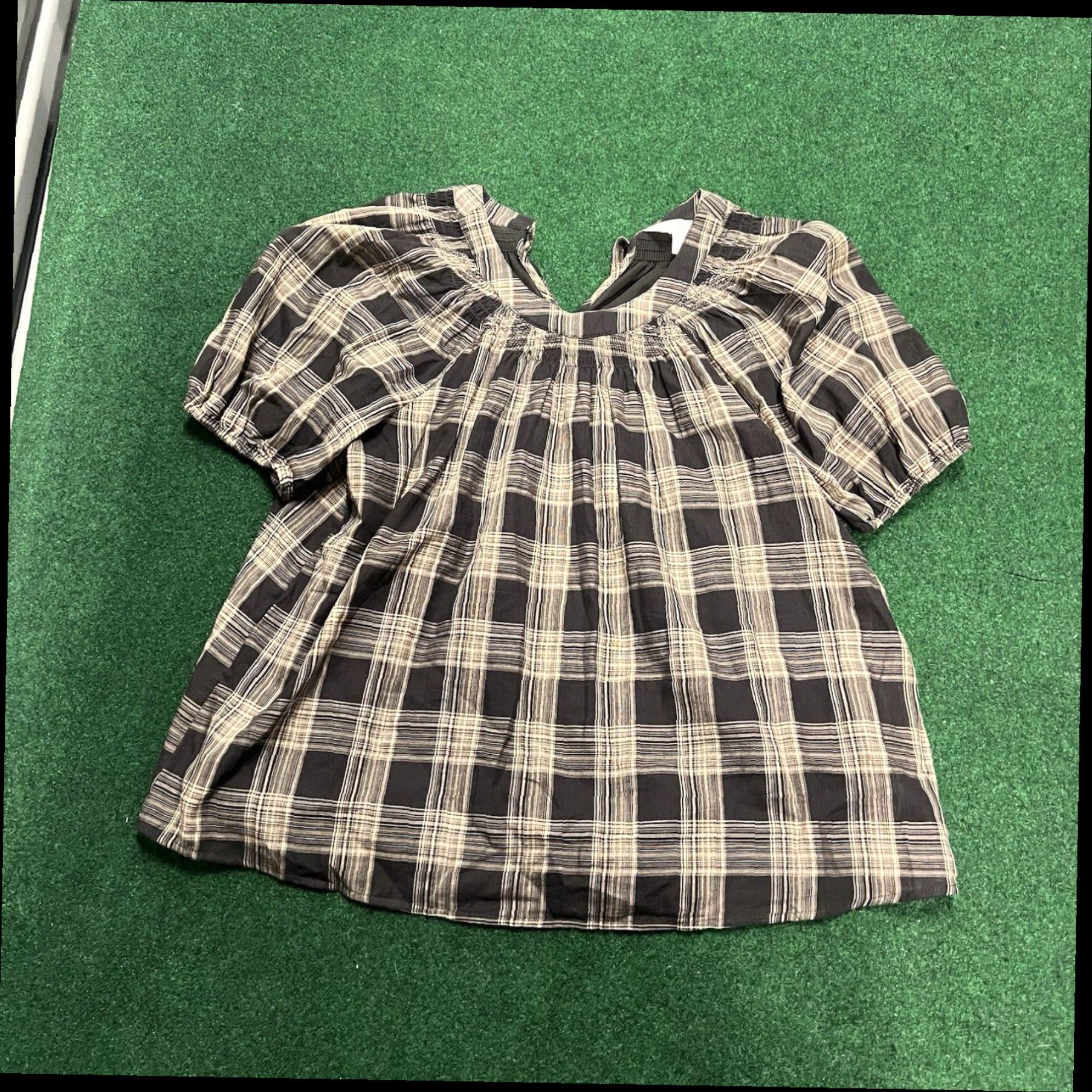 Vintage Lauren Conrad Womens Size Med Plaid Top Shirt Puff Sleeve Summer Size M / US 6-8 / IT 42-44 - 1 Thumbnail