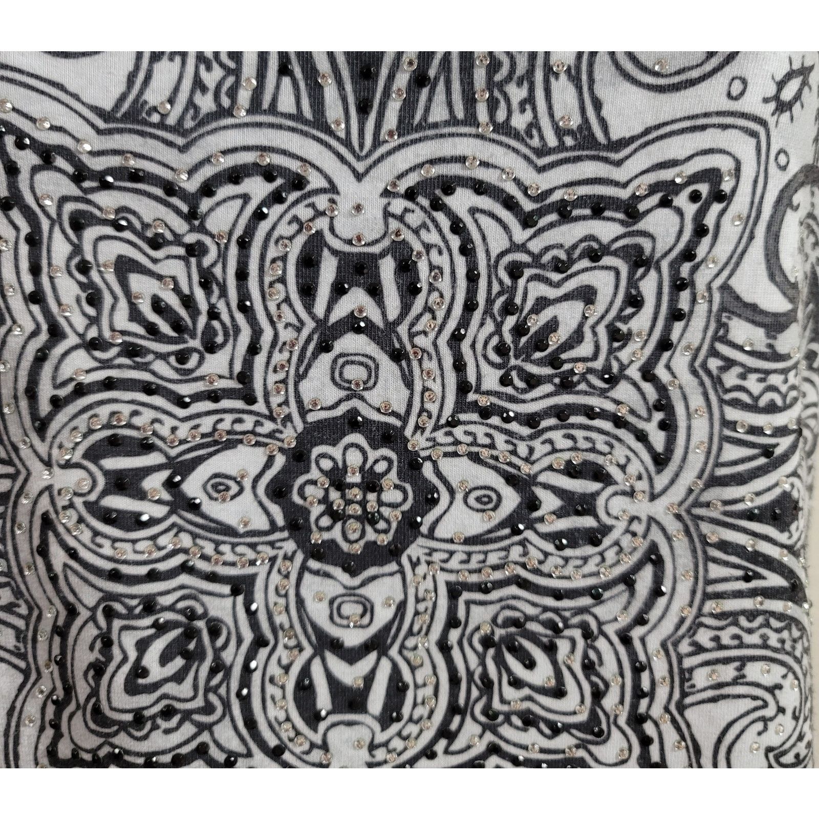 Other Zenergy Black White Floral Print Top 1 Medium Rhinestones Size M / US 6-8 / IT 42-44 - 2 Thumbnail
