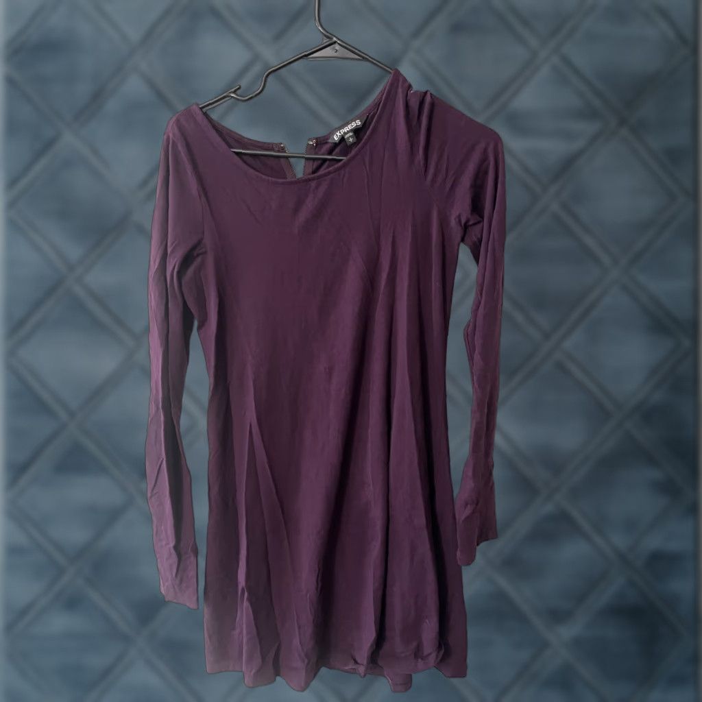 Express Express Dress Solid Maroon Long Sleeve Zip Up Knee Length S Sheath Dress Womens Size S / US 4 / IT 40 - 1 Thumbnail