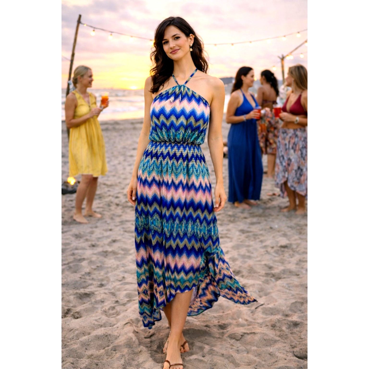 Ramy Brook Ramy Brook Giana Chevron-Print Handkerchief Maxi Dress S Size S / US 4 / IT 40 - 1 Thumbnail