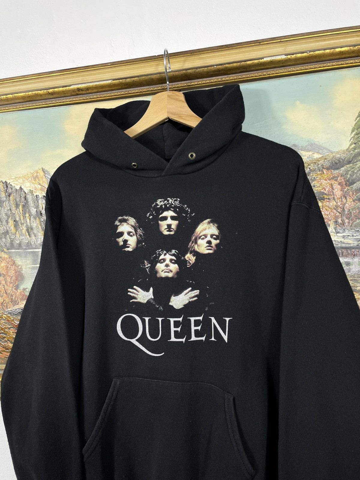 Band Tees × Vintage Queen Black Hoodie Retro Y2k 00s Loose Rock Metal Band Merch Size US S / EU 44-46 / 1 - 4 Thumbnail