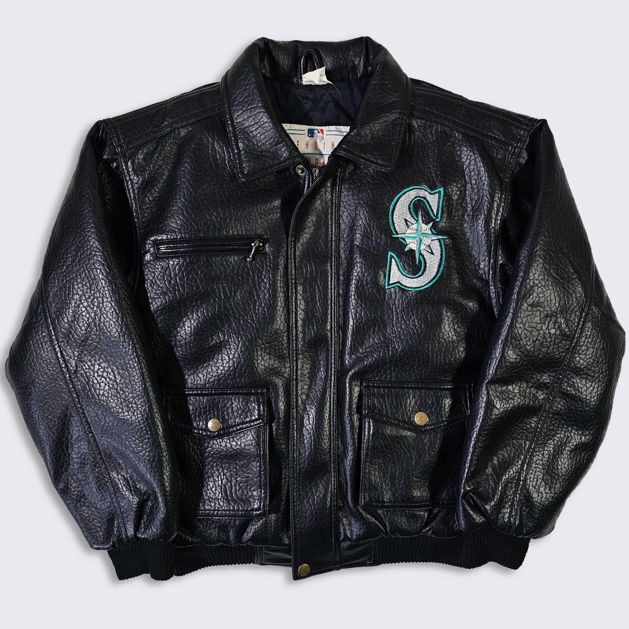 Seattle Mariners 90s Mighty Mac YOUTH Leather Bomber Jacket