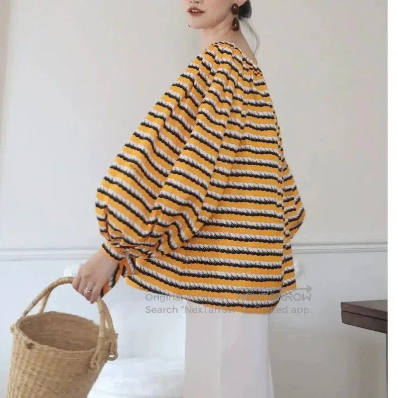 Yves Saint Laurent YSL Striped Cotton Short Sleeve Shirt for Women . Size M / US 6-8 / IT 42-44 - 3 Thumbnail