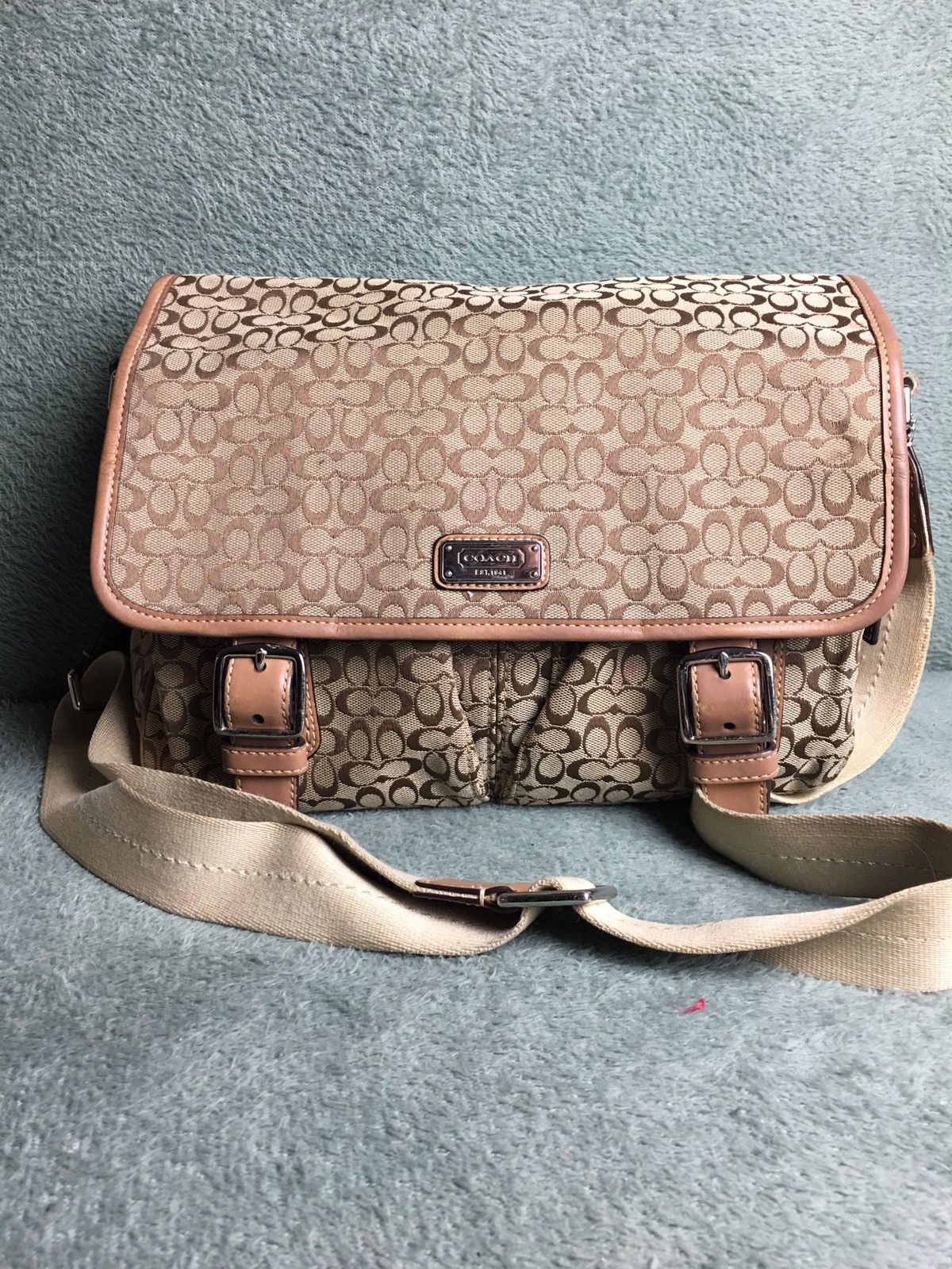 Coach COACH Vintage Monogram Logo Canvas Messenger Shoulder Bag Size ONE SIZE - 2 Thumbnail