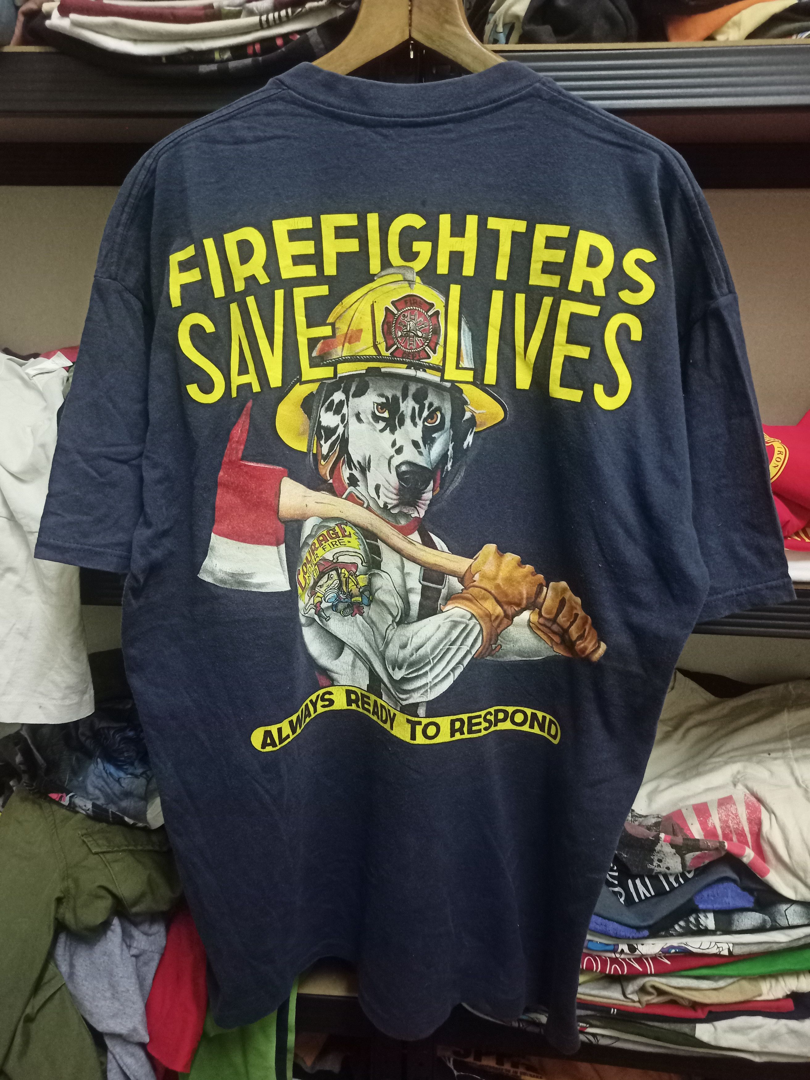 All Sport × Other × Vintage Vintage 90s Dog Firefighter Save Lives Size US XL / EU 56 / 4 - 1 Thumbnail